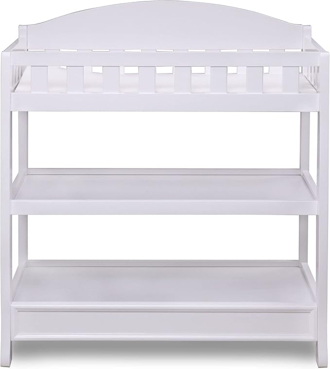 Delta Children Heartland 4-in-1 Convertible Crib Infant Changing Table with Pad + Serta Perfect Start Crib Mattress, Bianca White - LeafyLoom