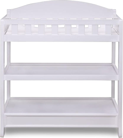 Delta Children Heartland 4-in-1 Convertible Crib Infant Changing Table with Pad + Serta Perfect Start Crib Mattress, Bianca White - LeafyLoom