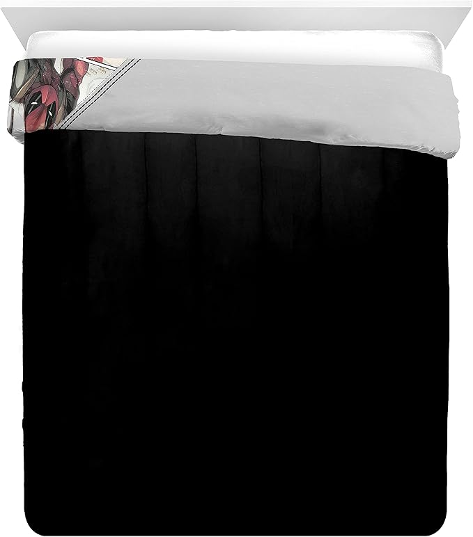 Jay Franco Marvel Deadpool Bite Me Queen Comforter & Sham Set - Super Soft Kids Bedding - Fade Resistant Microfiber (Official Marvel Product) - LeafyLoom