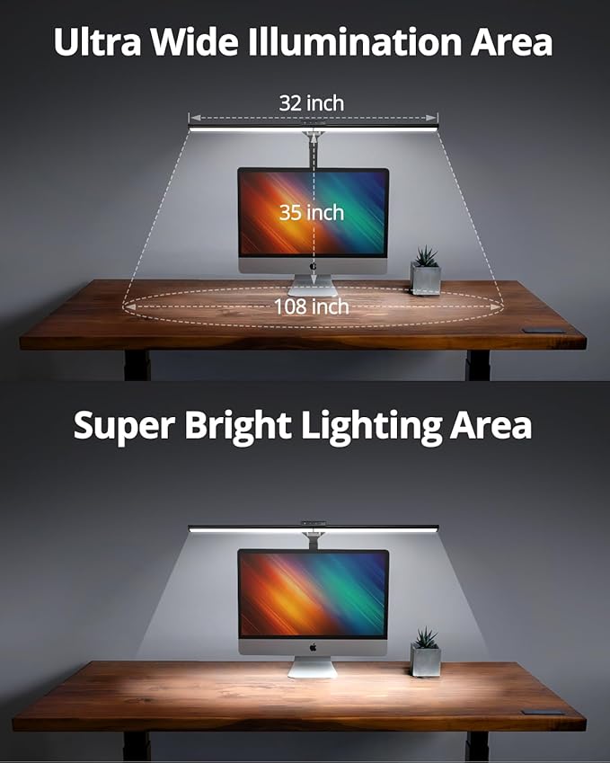 LED Desk Lamps for Home Office 24W Double Head with USB Charging Port and Plug,Modern Architect Table Light with Clamp 5CCT Color Changing Dimmable for Reading Study 31.5Inch Balck - LeafyLoom