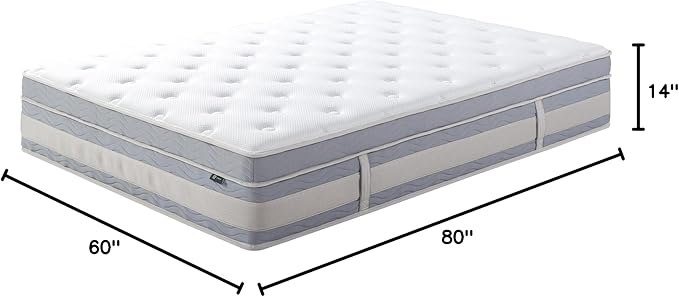 ZINUS 14 Inch Cooling Comfort Support Hybrid Mattress [New Version], Queen, Fiberglass free, Medium Plush, Cooling Motion Isolation, Certified Safe Foams & Fabric, Mattress in A Box - LeafyLoom