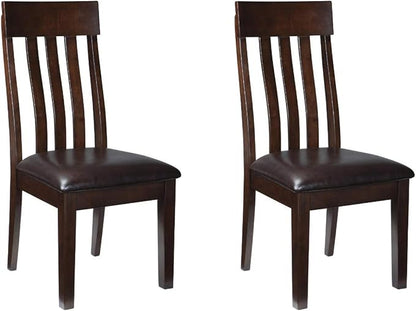 Signature Design by Ashley Haddigan Faux Leather Cushioned Rake Back Dining Chair, 2 Count, Dark Brown - LeafyLoom