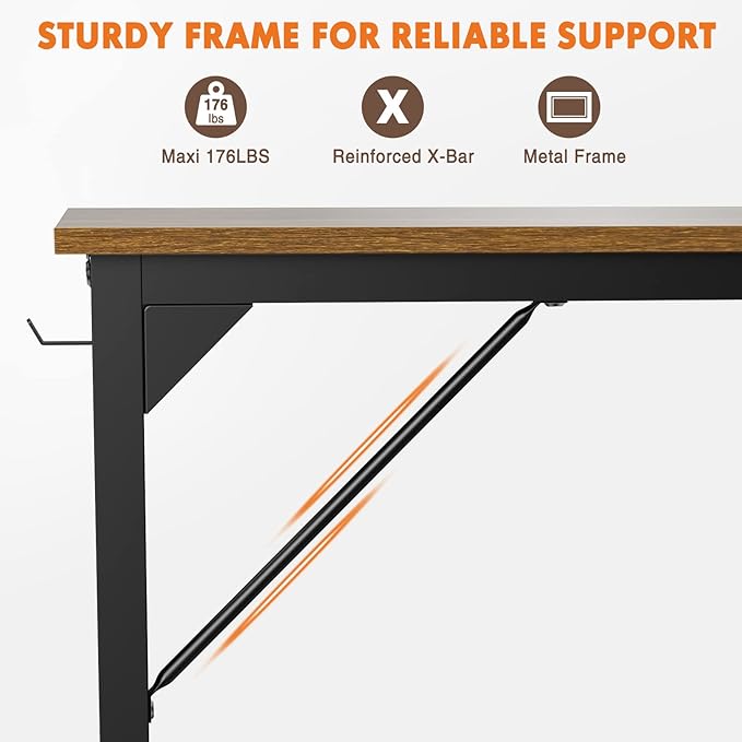 Computer Desk Small Office Desk 40 Inch Writing Desks Small Space Desk Study Table Modern Simple Style Work Table with Storage Bag Headphone Hook Wooden Tabletop Metal Frame for Home, Bedroom - LeafyLoom