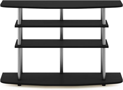 Furinno Frans Turn-N-Tube TV Stand for TV Size up to 43 Inch, 4-Tier, Black Oak - LeafyLoom