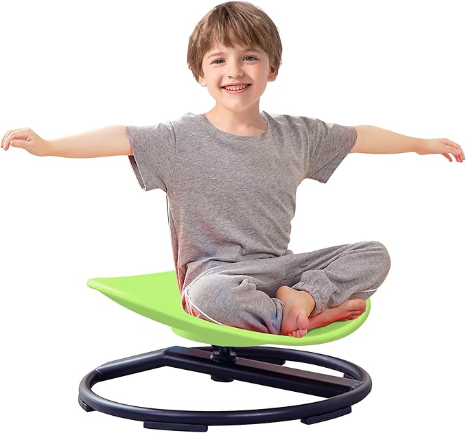 Kids Sensory Chair for Autism Kids Swivel Chair, Sensory Spin Chair Seat Improve Physical Coordination Wobble Chair for Kids Sit and Spin Relief of Motion Sickness - LeafyLoom