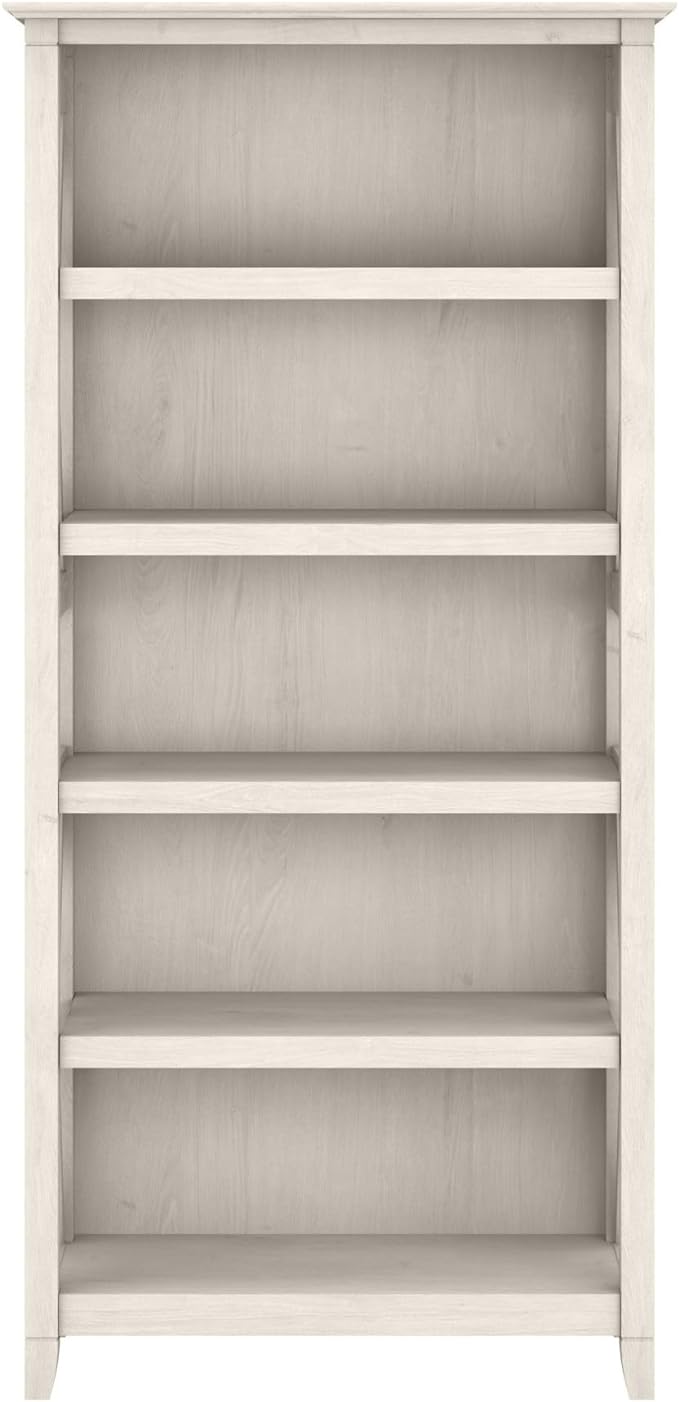 Bush Furniture Key West 2 Lateral File Cabinet | Document Storage & Key West Bookcase Shelf in Linen White Oak | Farmhouse Bookshelf Display Cabinet - LeafyLoom