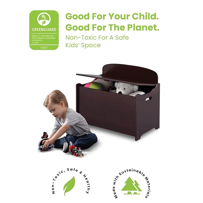 Delta Children MySize Deluxe Toy Box, Dark Chocolate - LeafyLoom