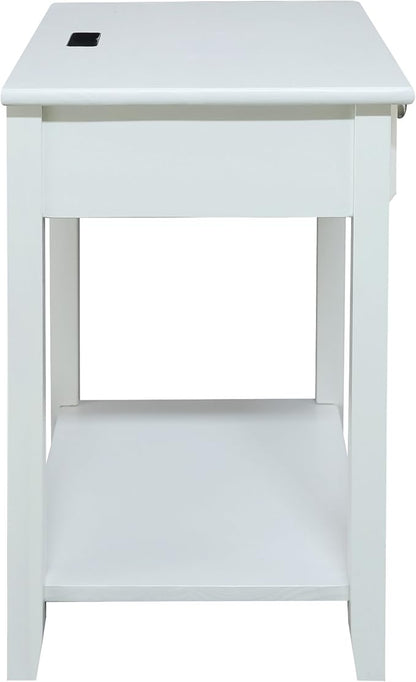 Casual Home Owl White Night Stand with USB Port , 17.5 in x 14.25 in x 24.5 in (W x L x H) - LeafyLoom