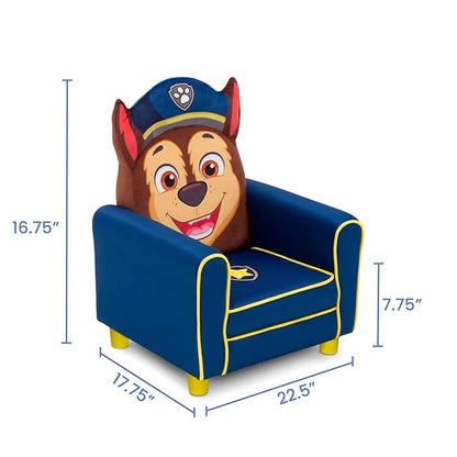 Delta Children Figural Upholstered Kids Chair, Nick Jr. PAW Patrol Chase,Wood, Blue - LeafyLoom