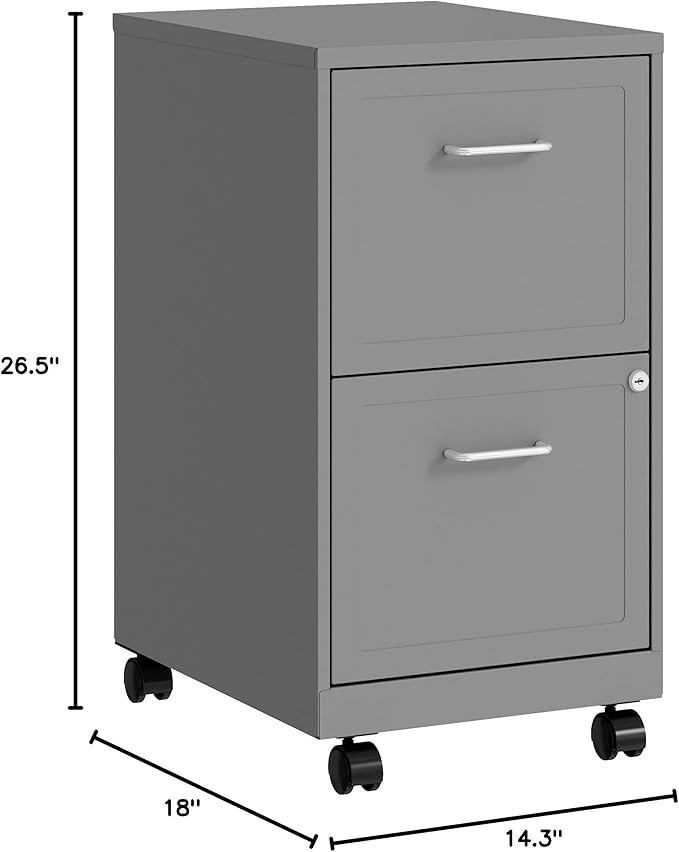 LYS Chrome Pull F/F Mobile File Cabinet, Silver - LeafyLoom