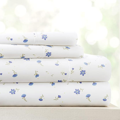 Linen Market 4 Piece Queen Sheet Set (Light Blue Floral) - Sleep Better Than Ever with These Ultra-Soft & Cooling Bed Sheets for Your Queen Size Bed - Deep Pocket Fits 16" Mattress - LeafyLoom