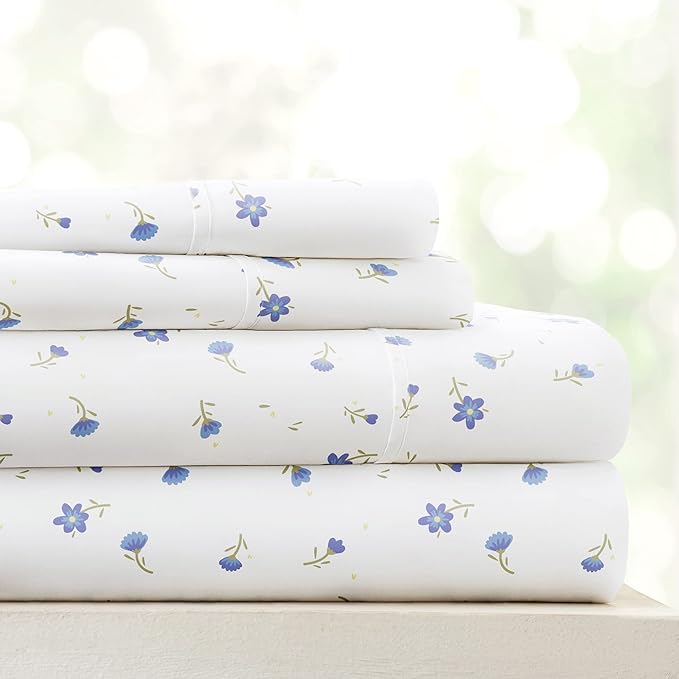 Linen Market 4 Piece Full Size Sheet Sets (Light Blue Floral) - Sleep Better Than Ever with These Ultra-Soft & Cooling Bed Sheets for Your Full Size Bed - Deep Pocket Fits 16" Mattress - LeafyLoom