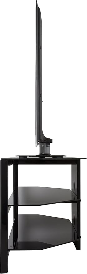 AVF Transitional Wood and Glass Vico TV Stand for TVs up to 55" in Black - LeafyLoom