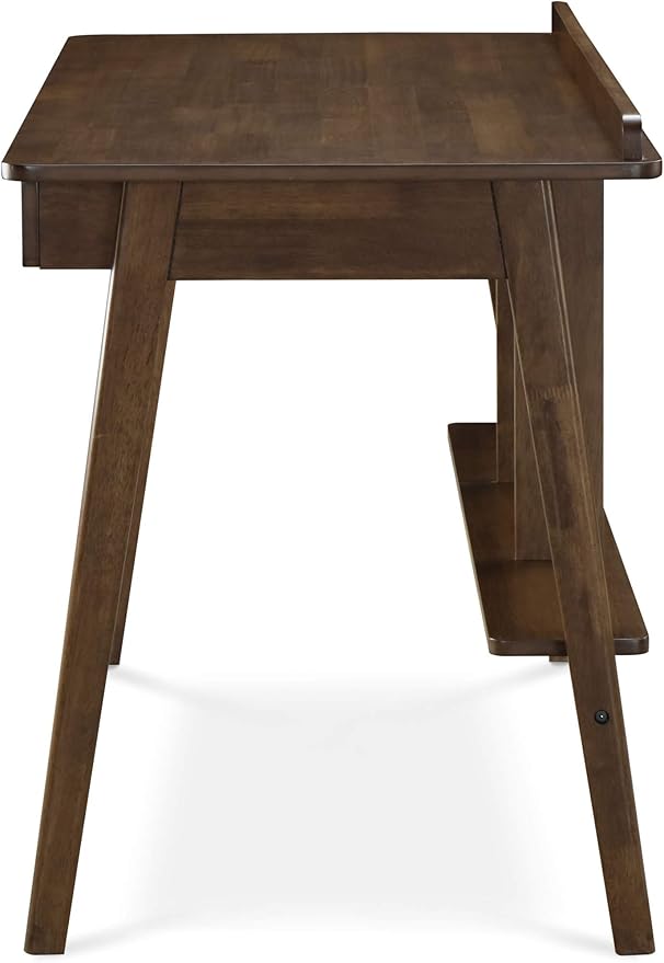 Finch Darren Home Office Drawer Mid Century Accent Desk, 43 Inch Wide Simple Modern Study Table, Walnut Brown - LeafyLoom