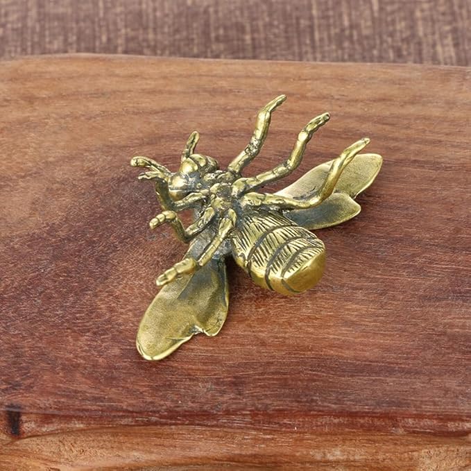 Vintage Solid Brass Bee Figurine - Adorable Desk Decor for Collectors - Perfect Home or Office Accent(Bee) - LeafyLoom