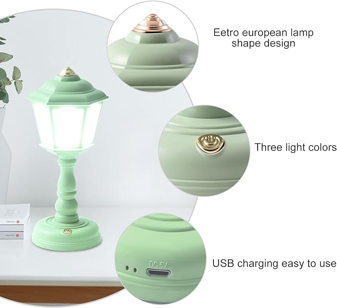 Mini Desk lamp Vintage, LED Desk Lamp Dimmable Table Lamp Reading Lamp with USB Charging Port, Sensitive Control, Eye-Caring Office Lamp,Very beautiful decorative desk lamp (Green) - LeafyLoom