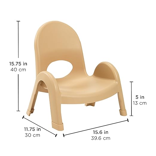 Angeles Value Stack Kids Chair, Natural Tan - 5"H, AB7705NT, Preschool and Daycare Flexible Seating, Classroom Desk Chair for Toddlers, Girls and Boys, 1-Pack - LeafyLoom