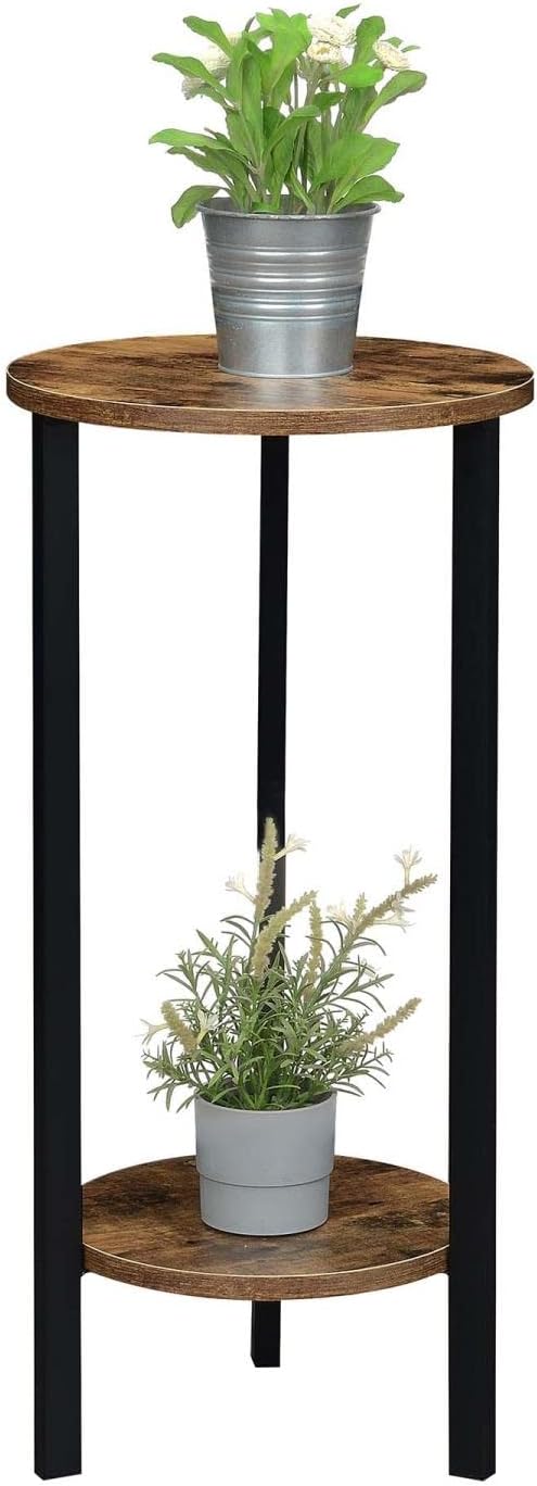 Convenience Concepts Graystone 31 inch 2 Tier Plant Stand, Barnwood/Black - LeafyLoom