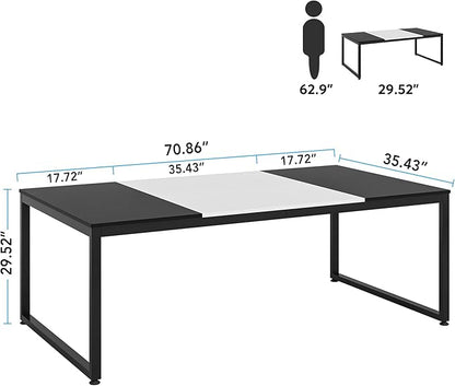 70.8 Inch Executive Desk, Large Computer Office Desk, Modern Simple Business Study Writing Table for Home Office - LeafyLoom