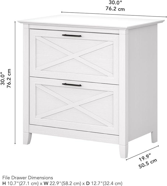 Bush Furniture Key West Lateral File Cabinet, Modern Farmhouse 2 Drawer File Cabinet for Home Office - LeafyLoom