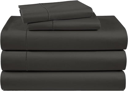 LANE LINEN Split King Sheets for Adjustable Beds, 1000 Thread Count Striped Sheets, 100% Egyptian Cotton, Sateen Weave, Cool Breathable & Soft, 5 Piece Set, 2 Fitted Fits Upto 16' Deep Pockets - Black - LeafyLoom