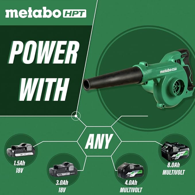 Metabo HPT 18V MultiVolt™ Cordless Li-Ion Compact Blower | Tool Only - No Battery | Variable Speed | 3 Speed Selector to Reduce Fatigue | 124 CFM | 213 MPH | Lifetime Tool Warranty | RB18DCQ4 - LeafyLoom