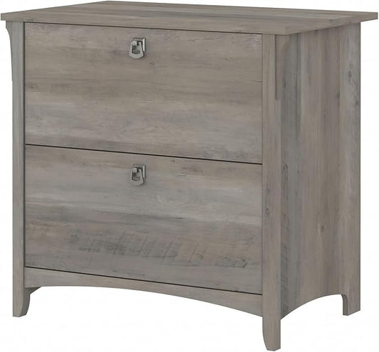 Bush Furniture Salinas 2 Drawer Lateral File Cabinet in Driftwood Gray - LeafyLoom