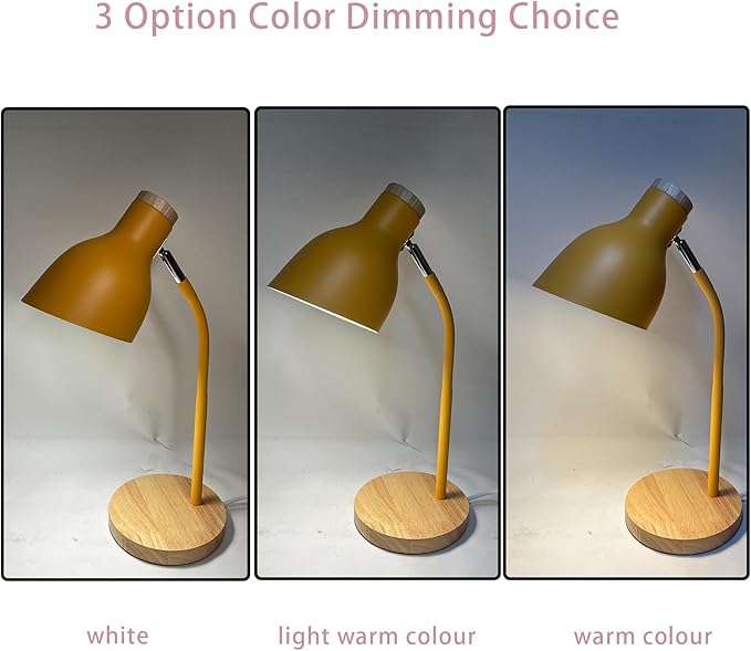 Himmel Desk Lamp, Adjustable Metal Table Lamp, Children's Table Lamp for Bedroom, Living Room, E27 Socket Reading Next to Lamp (Yellow) - LeafyLoom