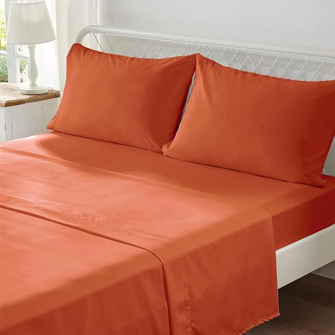 Anluoer Queen Comforter Set 7 Pieces, Burnt Orange Tufted Bed in a Bag with comforters and sheets, All Season Bedding Sets with 1 Comforter, 2 PillowShams, 2 Pillowcases, 1 Flat Sheet, 1 Fitted Sheet - LeafyLoom