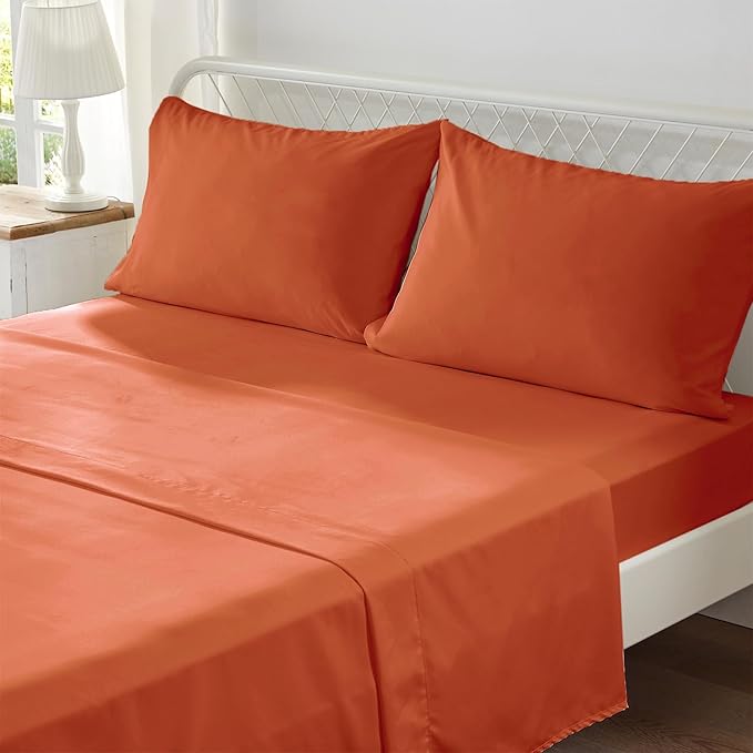 Anluoer Full Comforter Set 7 Pieces, Burnt Orange Tufted Bed in a Bag with comforters and sheets, All Season Bedding Sets with 1 Comforter, 2 PillowShams, 2 Pillowcases, 1 Flat Sheet, 1 Fitted Sheet - LeafyLoom