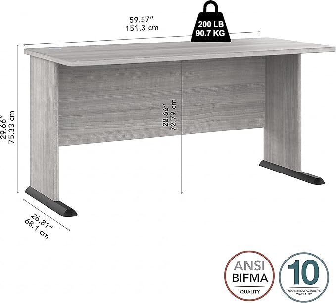 Bush Business Furniture Studio A 60-inch W Computer Desk, Platinum Gray (SDD160PG) - LeafyLoom