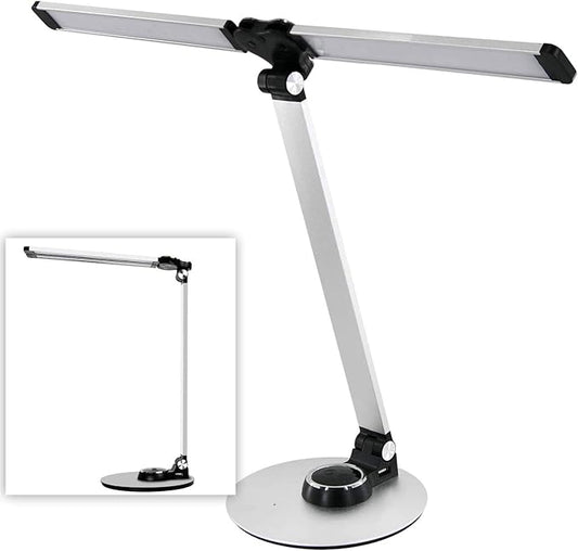 NUNET LED Desk Lamps for Home Office,Piano Lamp for Upright Piano,NULED Rotatable Aluminum Desk Lamp with USB Charging Port,Eye-Caring Reading Light/3 Lighting Modes/Brightness diammable Lamp,Silver - LeafyLoom