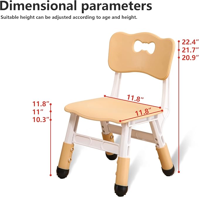 Kids' Desk Chairs Adjustable Height is Suitable for Children's Chairs Used in Families, Schools and Day-Care Between 2-10 Years Old The Max Bearing Capacity is 220LB(4PCS-Beige) - LeafyLoom