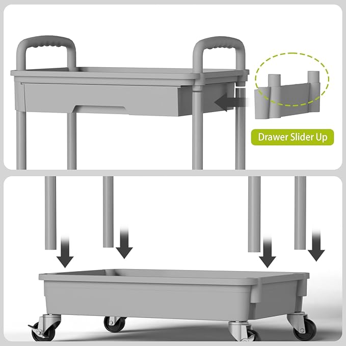 4 Tier Small Rolling Cart Organizer,Art Craft Diaper Bedside Snack Cart Laundry Room Bathroom Organizer Narrow Thin Slim Rolling Trolley Utility Cart with Wheels for Kitchen,Office(Grey) - LeafyLoom