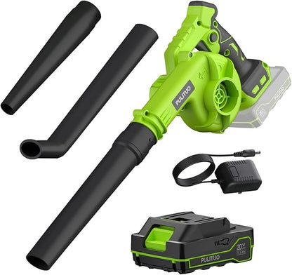 Leaf Blower Cordless with Battery and Charger, 20V Electric Leaf Blower 120MPH Small Leaf Blower, Lightweight Battery Leaf Blower Yard Tools Grass Blowers for Lawn Care Patio Backyard Garden Floor - LeafyLoom