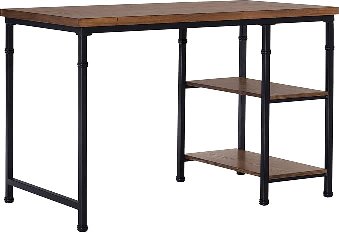 Linon Rhett Two Shelf Desk, Black - LeafyLoom