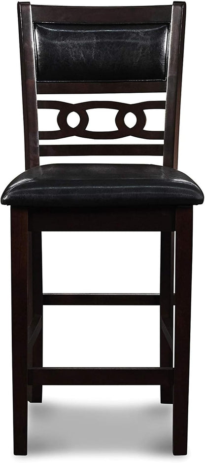 New Classic Furniture Gia Counter Dining Chair (Set of Four), Black PU Upholstered Seat & Back Rest, Ebony - LeafyLoom