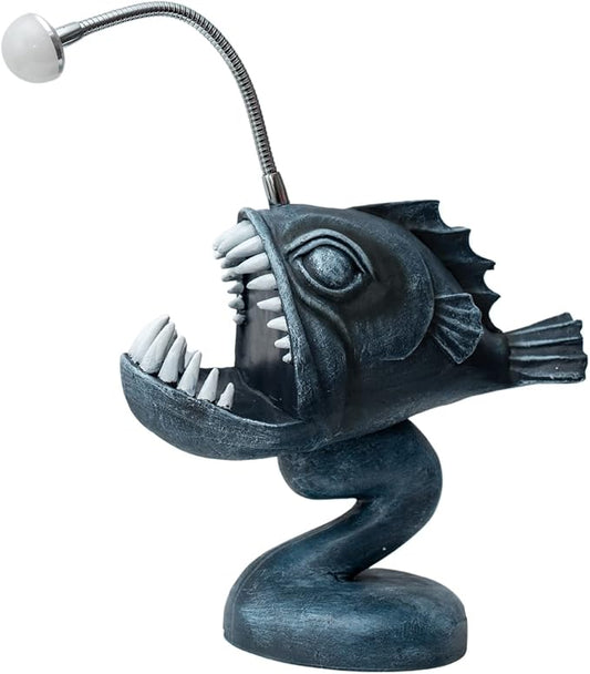 Angler fish Lamp, Lantern Fish Light, 10.5" x 10" x 5" Gothic Desk Lamp, Steampunk Style Table Lamp, LED Night Light, Book Lights, Industrial Creative Decor for Home Office Dorm - LeafyLoom