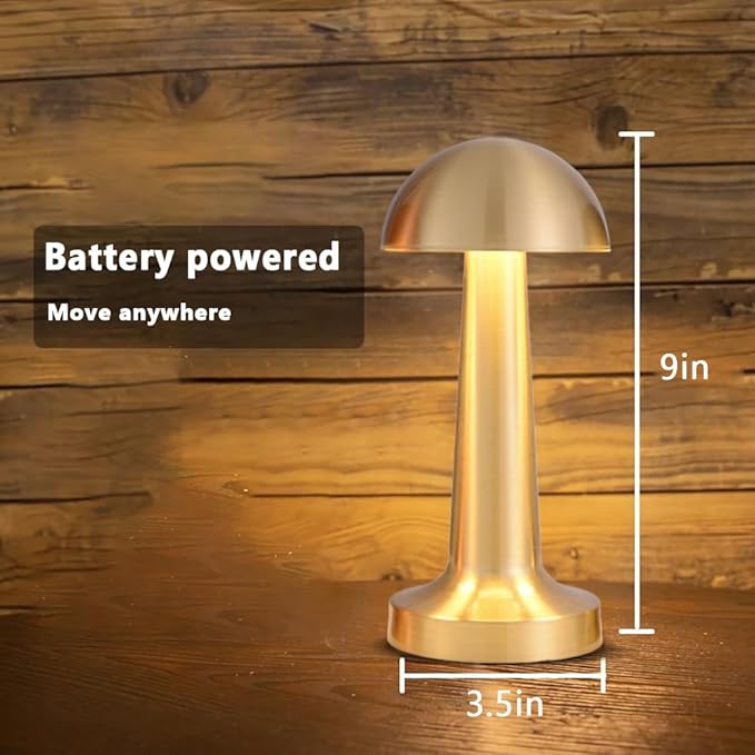 Portable LED Table Lamp, 3-Levels Brightness Metal Desk Lamp, 3 Color Touch Control Rechargeable Lamp, Night Light, Bedside Lamp,Dining Room Lamp (Gold) - LeafyLoom