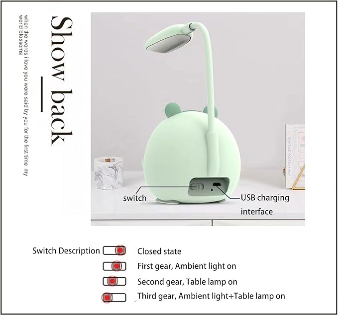 LED Desk Lamp，Mini Dog Night Light,Portable LED Table Light, Cute Foldable USB Rechargeable Reading Light Bedroom Children's Bedside Study (Pink) - LeafyLoom