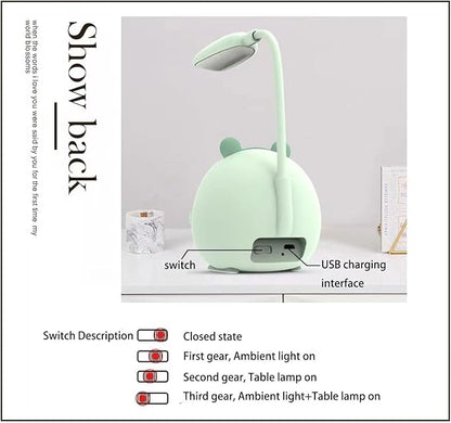 LED Desk Lamp，Mini Dog Night Light,Portable LED Table Light, Cute Foldable USB Rechargeable Reading Light Bedroom Children's Bedside Study (Blue) - LeafyLoom