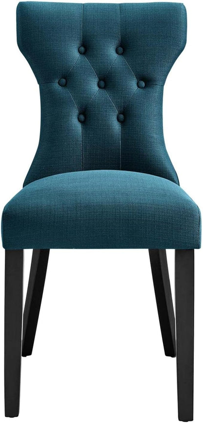 Modway Silhouette Modern Tufted Upholstered Fabric Parsons Kitchen Room, One Dining Chair, Azure - LeafyLoom