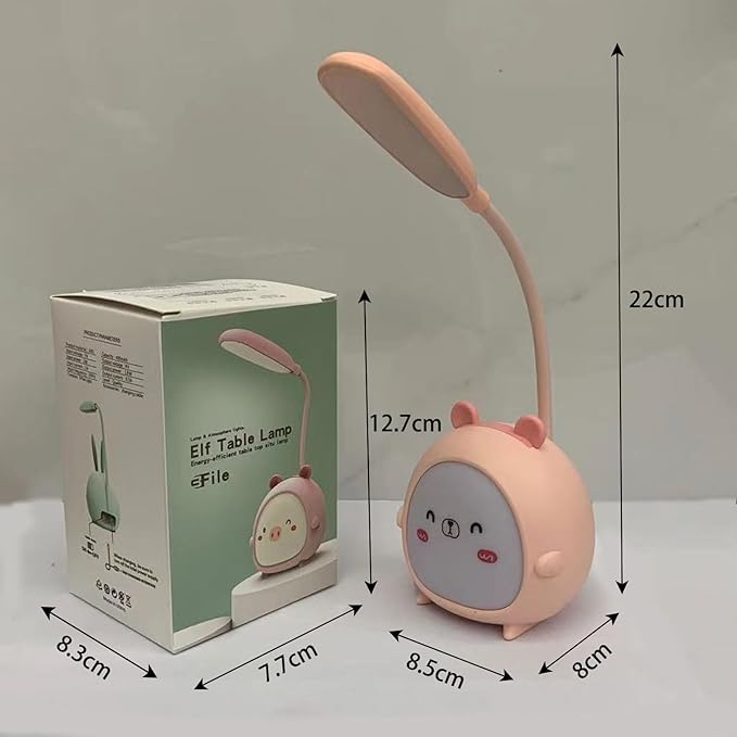 LED Desk Lamp，Mini Dog Night Light,Portable LED Table Light, Cute Foldable USB Rechargeable Reading Light Bedroom Children's Bedside Study (Pink) - LeafyLoom