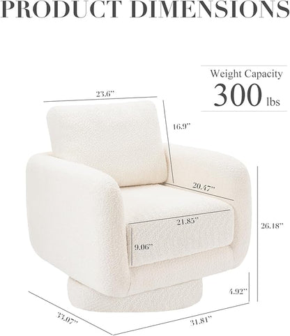 COLAMY Swivel Accent Chairs Set of 2, 32Inches Wide Upholstered Armchair with Plush Back Pillow for Living Room, Modern Sofa Corner Chair for Nursery/Living Room/Bedroom-White - LeafyLoom