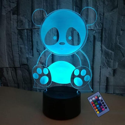 Optical Illusion 3D Panda Night Light 16 Colors Changing USB Power Remote Control Touch Switch Decor Lamp LED Table Desk Lamp Children Kids Christmas Xmas Brithday Gift - LeafyLoom