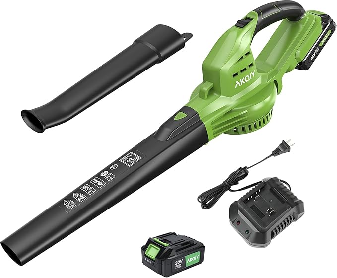 Leaf Blower Cordless- 20V 5.0 Battery-Powered Leaf Blower, 80-150MPH, Upgraded Motor and Mini Electric Leaf Blower with Charging Seat for Use in The Yard or Lawn - LeafyLoom