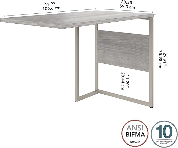 Bush Business Furniture Hybrid Desk Return/Bridge, 42W x 24D, Platinum Gray - LeafyLoom