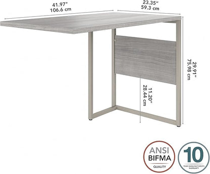 Bush Business Furniture Hybrid Desk Return/Bridge, 42W x 24D, Platinum Gray - LeafyLoom