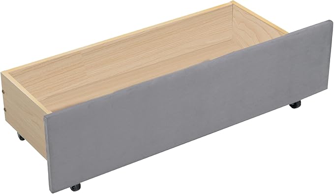 Modern Twin Size Upholstered Daybed Frame with Storage Drawers, Elegant Velvet Fabric Sofa Bed with Ergonomic Design Backrest and Armrests, No Box Spring Needed, Gray - LeafyLoom