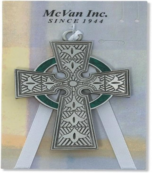 Pewter Celtic Crib Cross (McVan 147-44) - Carded - LeafyLoom